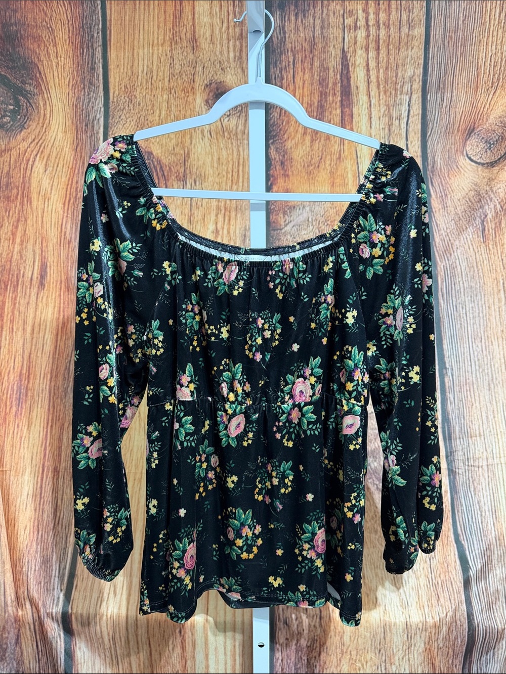 Cato Velour Long Sleeve Blouse Size L